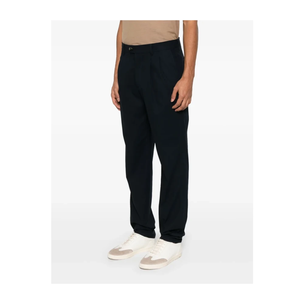 BRUNELLO CUCINELLI Marineblauwe Katoenen Chino met Knoopsluiting Blue Heren