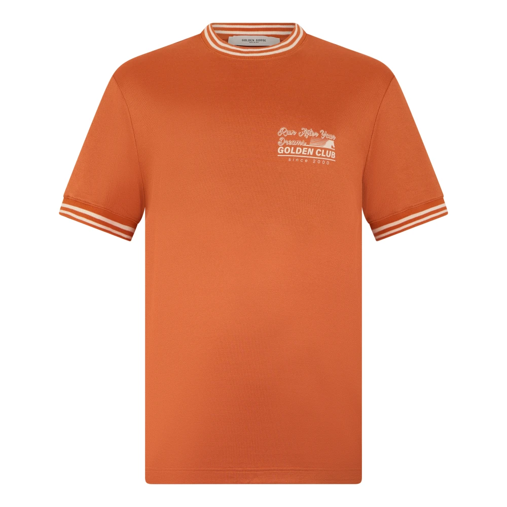 Golden Goose Uomo Arancione T-Shirt A Maniche Corte In Piqué