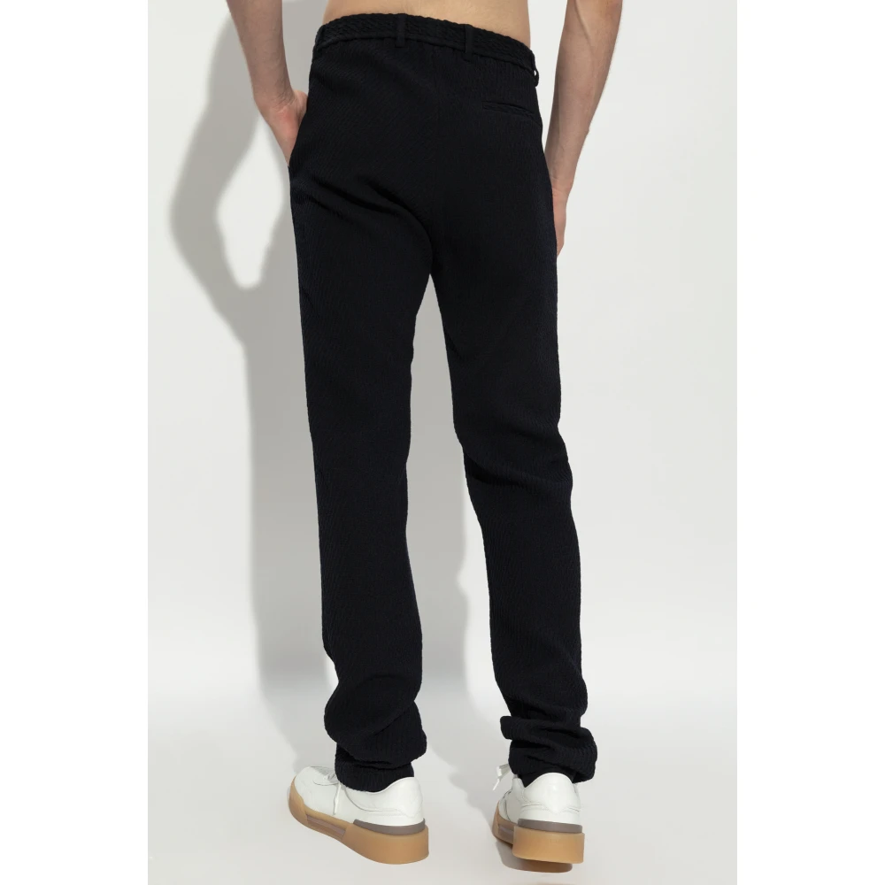 Emporio Armani Wollen broek met vouw Blue Heren