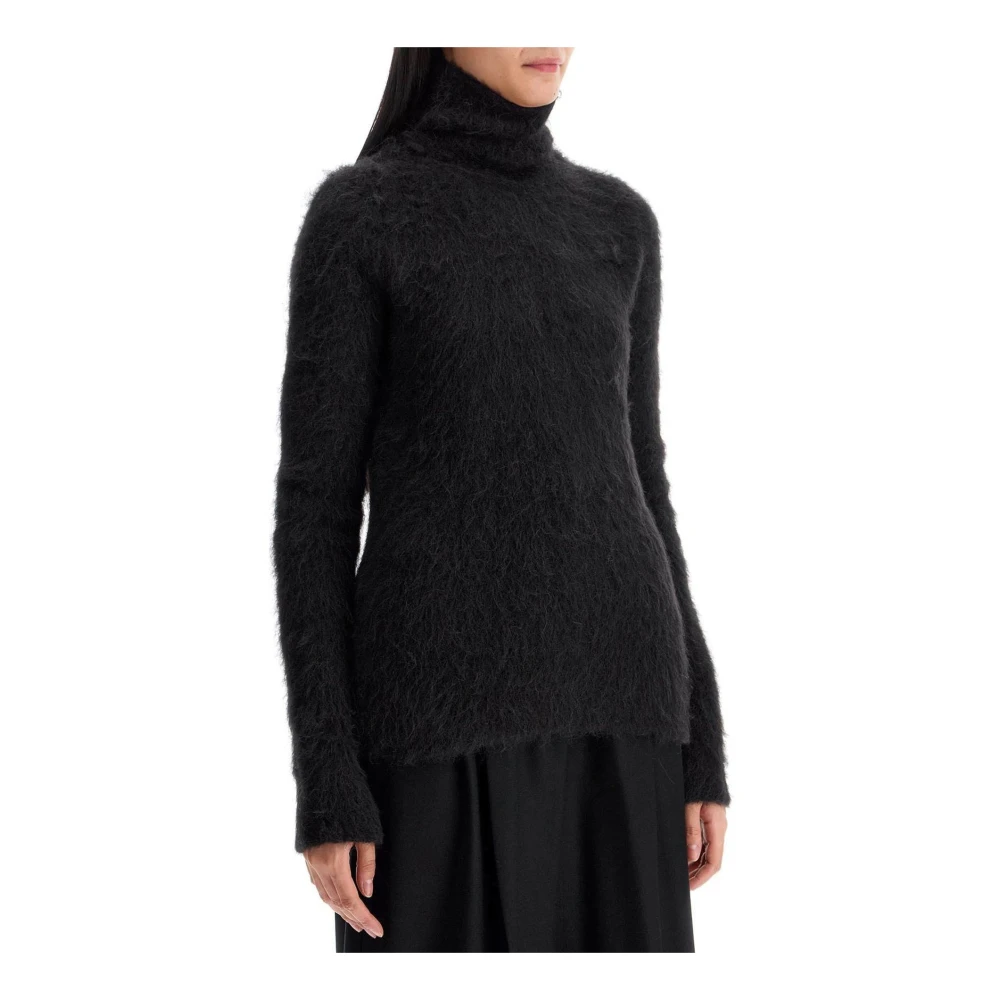SPORTMAX Alpaca Trui met Hoge Kraag Black Dames