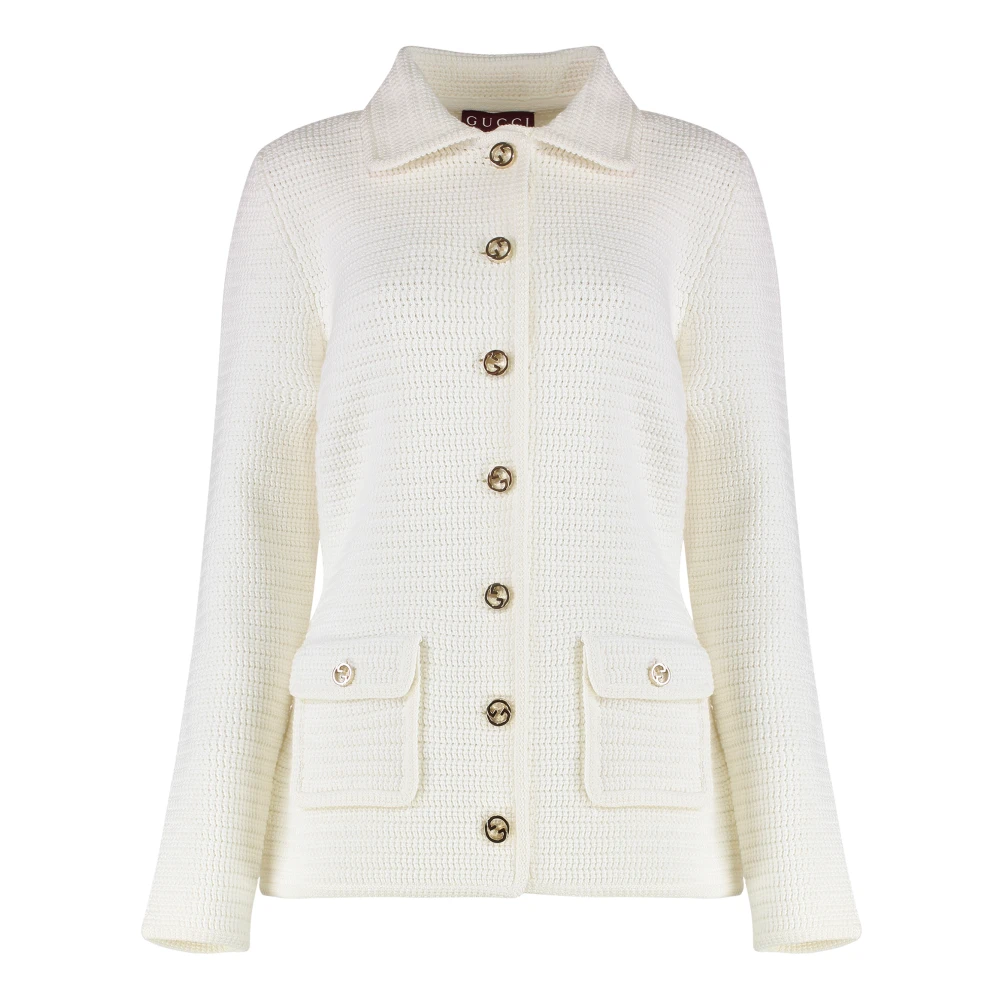 Gucci White Cotton Cardigan - Female - Cardigans - Xs - Knitwear