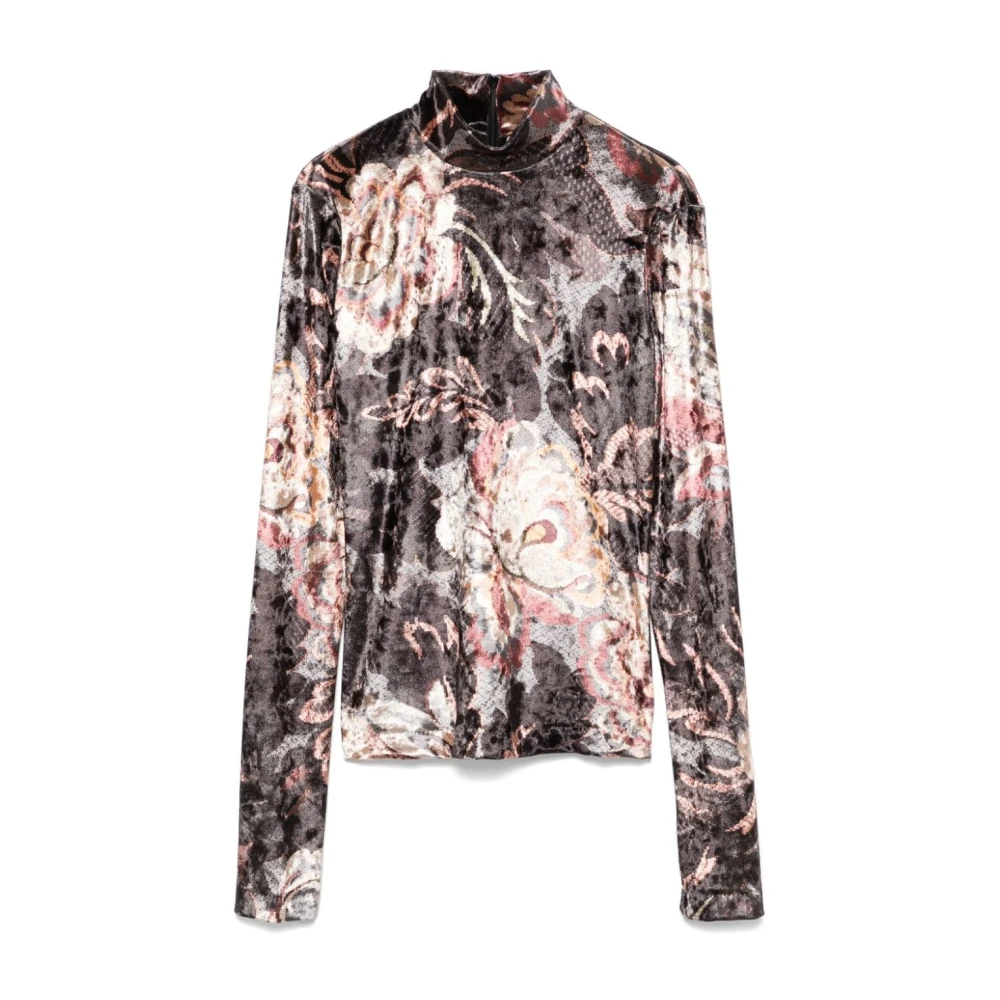 ETRO Bloemenfluwelen Top Multicolor Hoge Kraag Multicolor Dames