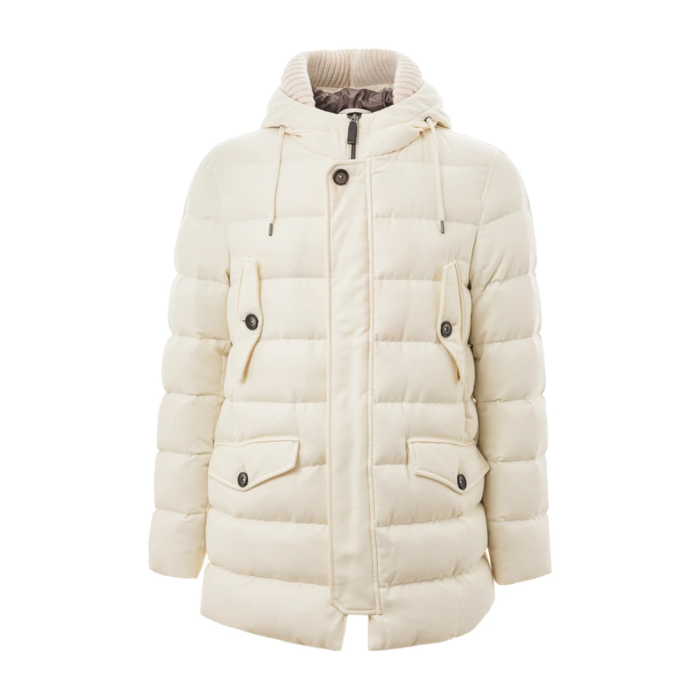 Herno Gewatteerde Viscose Parka White Heren