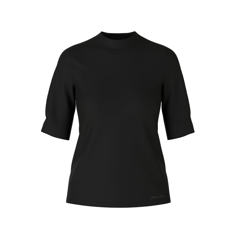 Marc Cain Basis T-shirt met halflange mouwen en decoratieve knoop Black Dames