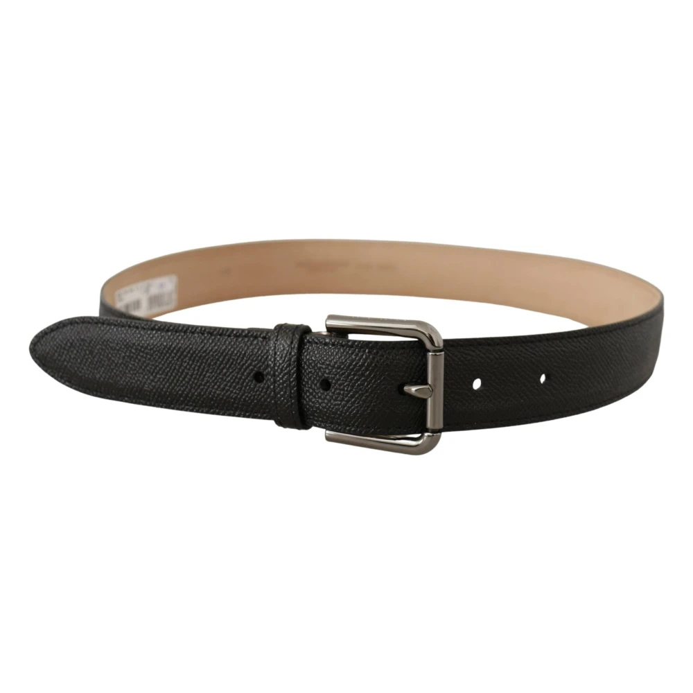 Dolce & Gabbana Elegante zwarte leren riem met metalen gesp Black Heren