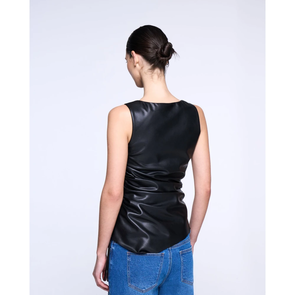 Silvian Heach Asymmetrische top van imitatieleer Black Dames