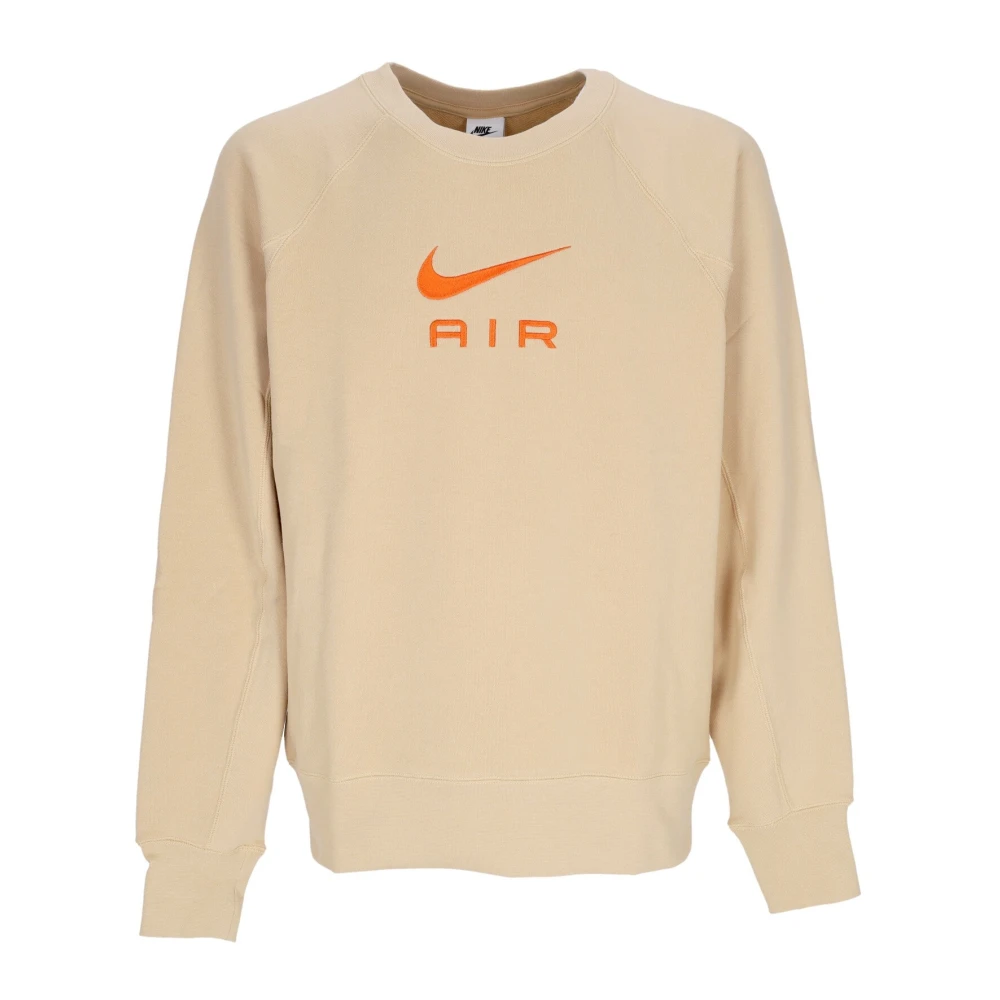 Nike Men's Beige Long Sleeve Training Tops, Xs, Lightweight Crewneck Sweatshirt Air French Terry
