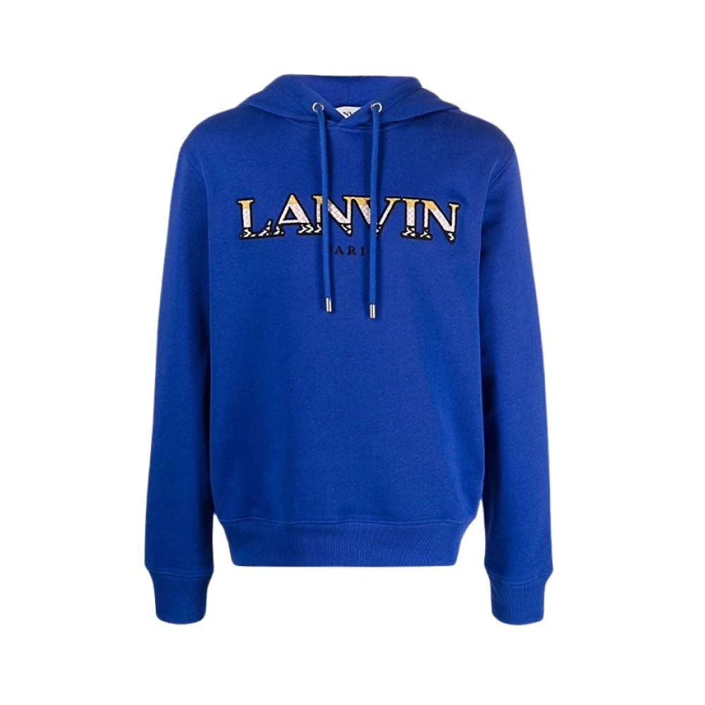 Lanvin Blauwe Katoenen Sweatshirt met Geborduurd Logo Blue Heren