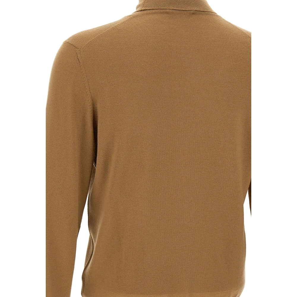 Gran Sasso Merino Wol Coltrui Trui Kameel Brown Heren