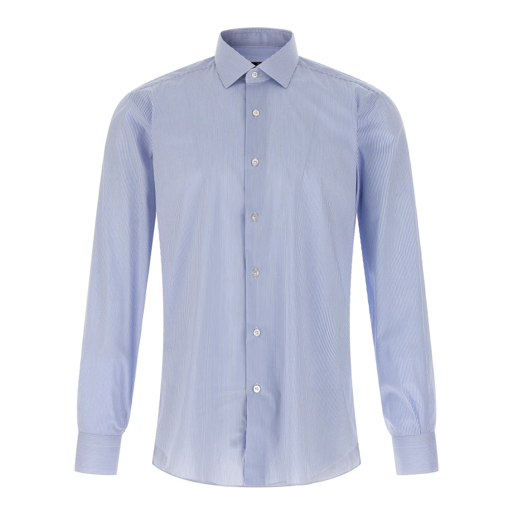 Barba Men's Blue Casual Shirts, Xl, Striped Poplin Shirt