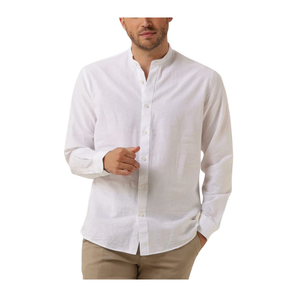 Selected Homme Wit Linnen Overhemd LS Band White Heren