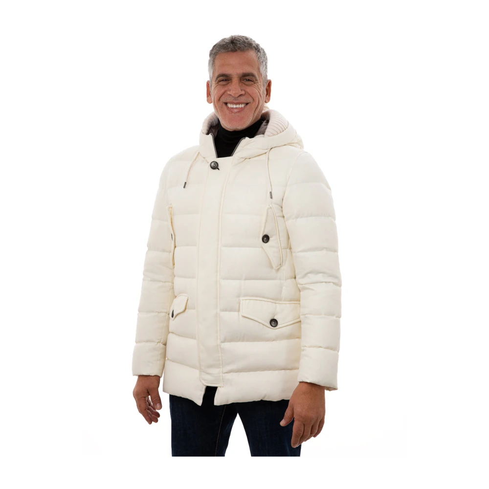 Herno Gewatteerde Viscose Parka White Heren