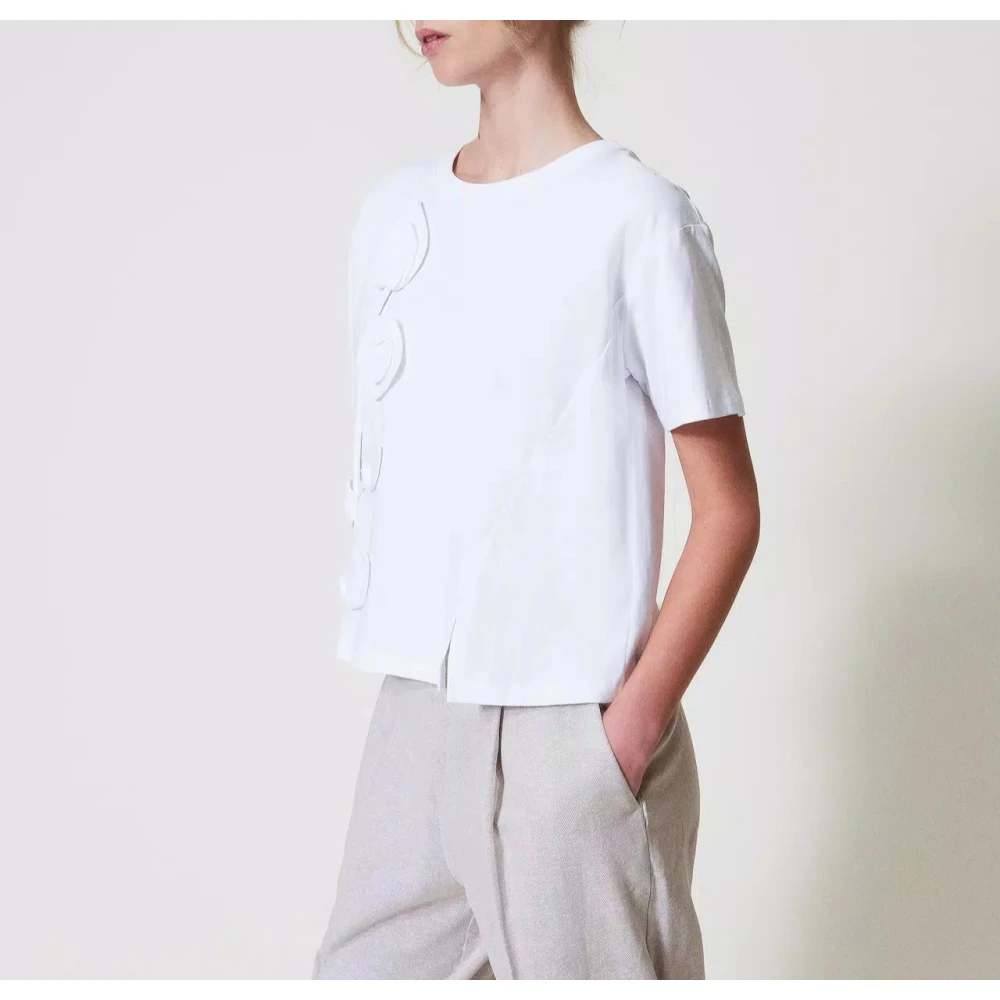 Twinset Handgeborduurd T-shirt White Dames