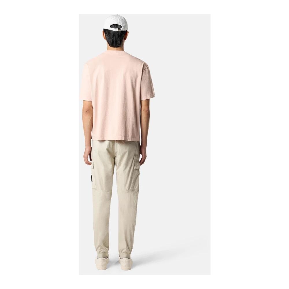 Stone Island Gekamd Katoenen Jersey Korte Mouw T-shirt Pink Heren