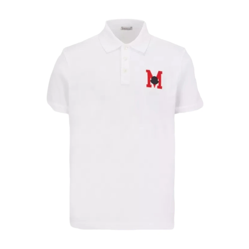 Moncler Geborduurd Monogram Poloshirt White Heren