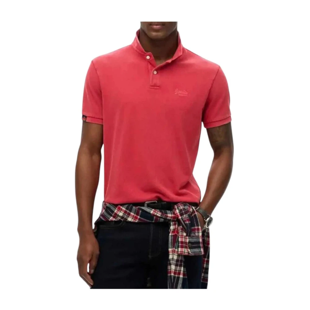 Superdry Red Polo Shirts, Male, S, Vintage Destroy Polo Shirt
