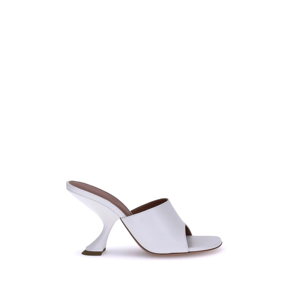 Amina Muaddi Women's White Heeled Mules,, Taylor Sandals Size 5