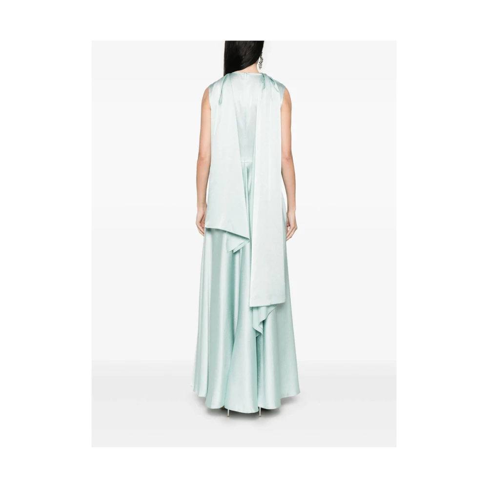Solace London Aqua Blauwe Mouwloze Jurk met Bevestigde Sjaal Blue Dames