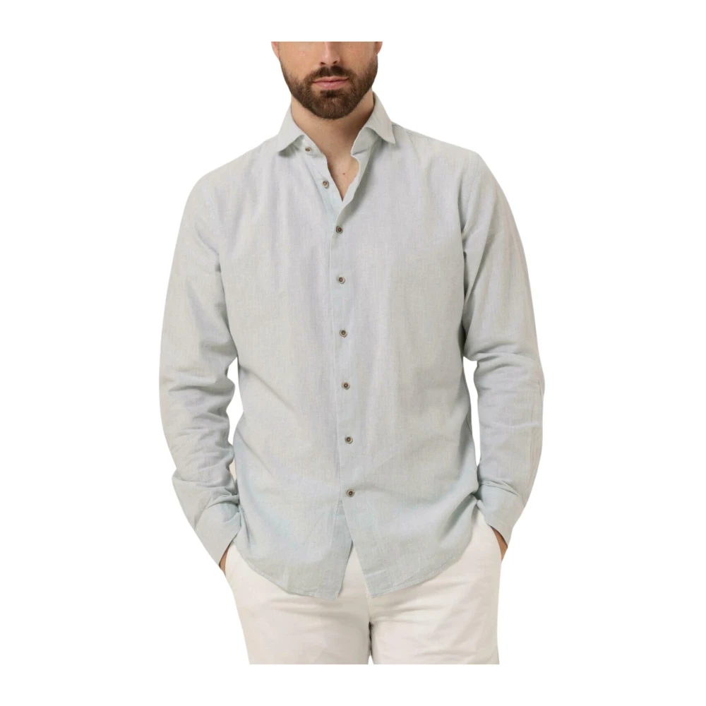 PROFUOMO Heren Overhemden Shirt Cutaway Sc Cotton Linnen Mint