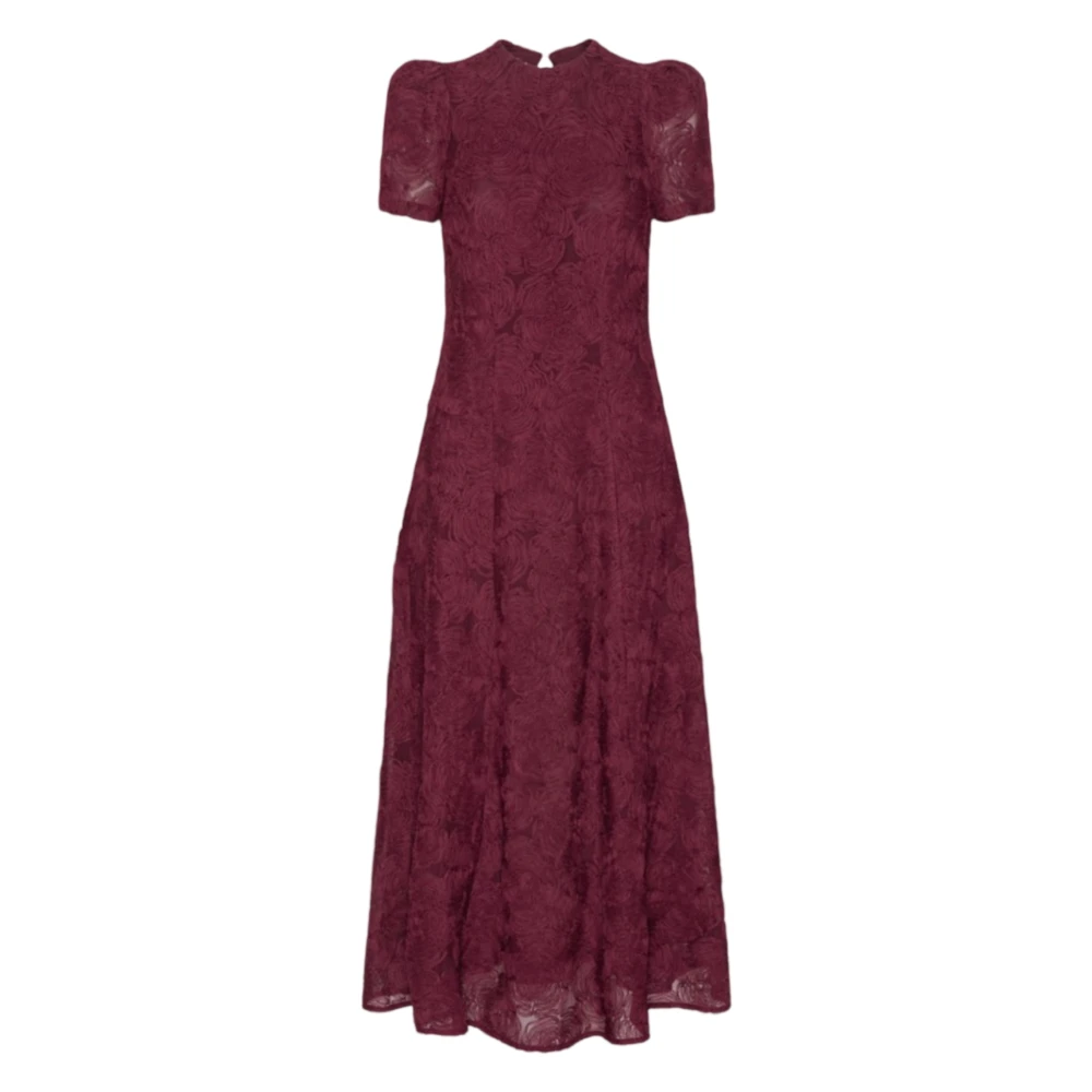 Rotate Birger Christensen Red Flower Mesh Fla Dress - Female - Maxi Dresses - Xs - Dresses