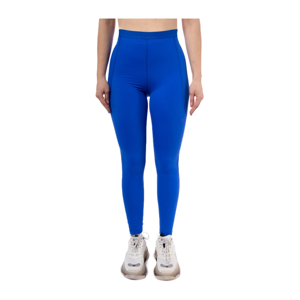 Balenciaga Athletic Cut Leggings met elastische tailleband Blue Dames