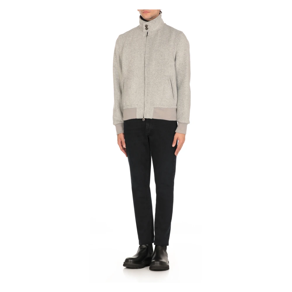 Stewart Grijze wollen blend jas met hoge kraag Gray Heren