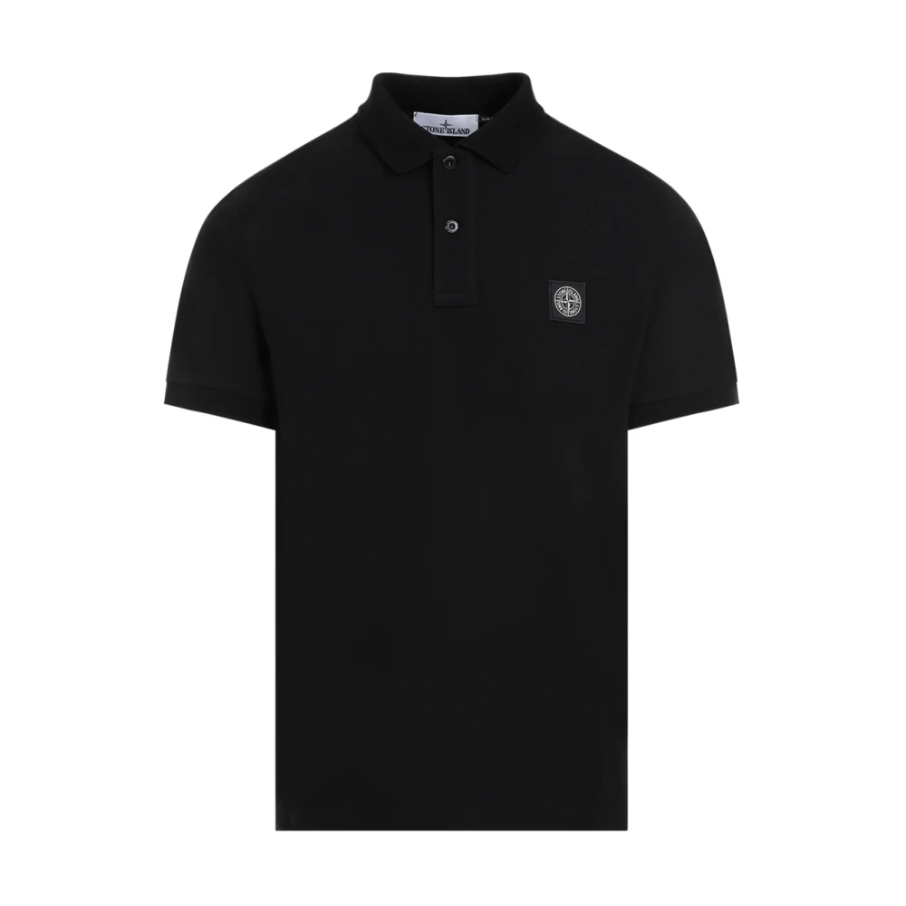 Stone Island Zwarte Polo Shirt Moderne Pasvorm Black Heren