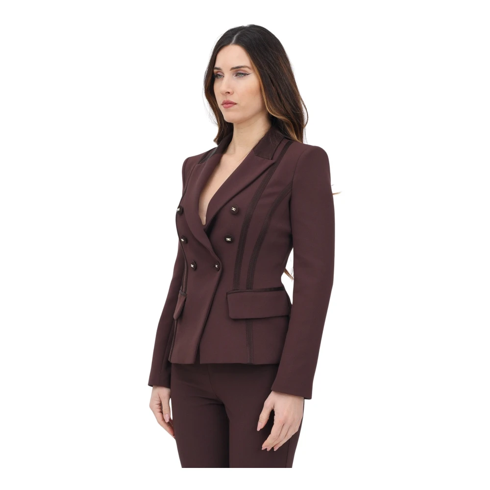 Elisabetta Franchi Bruine Double-Breasted Jas Lente Zomer Brown Dames