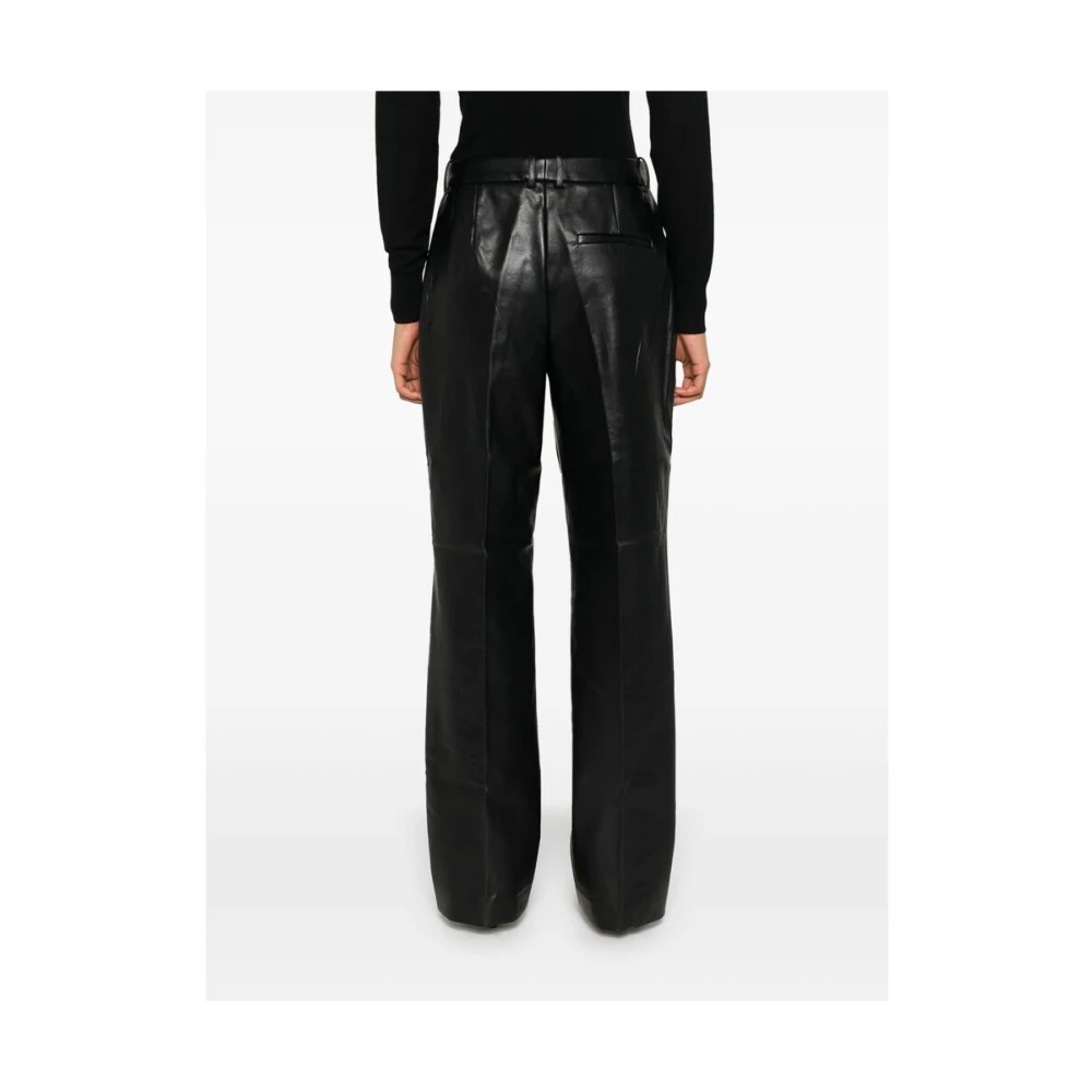 The Garment Zwarte Leren Rechte Broek Black Dames