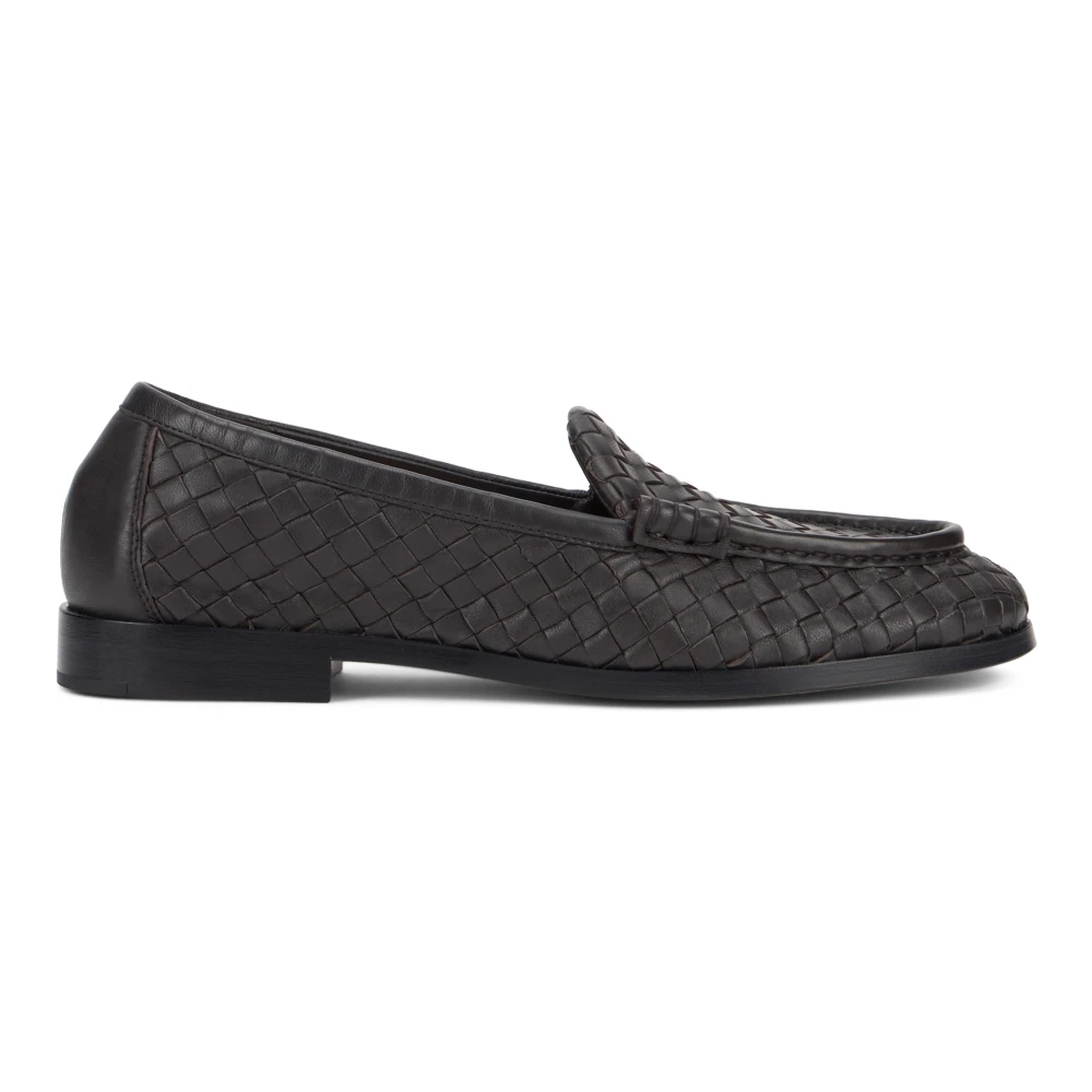 Bottega Veneta Women's Brown Loafers, 7 Uk, Woven Leather Moccasins