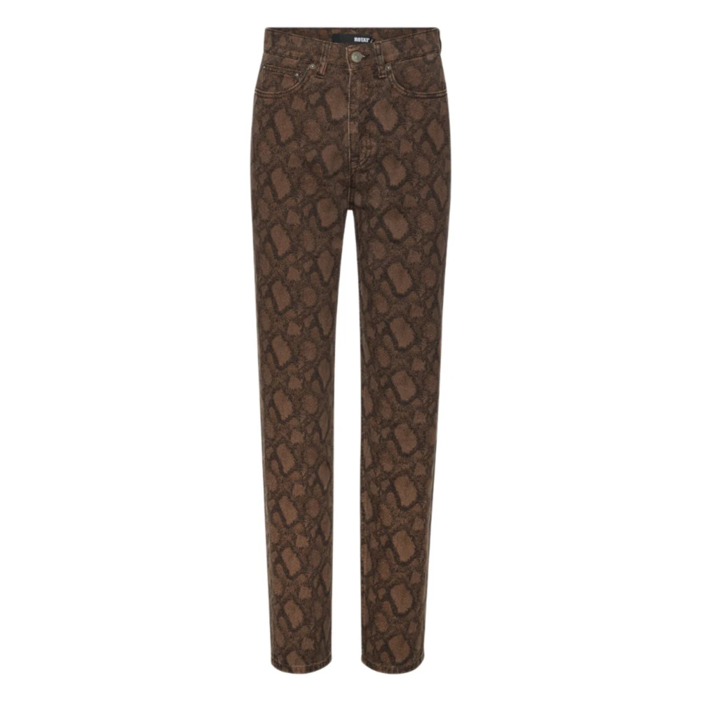 Rotate Birger Christensen Brown Printed Straight Jeans - Female - Slim Fit Jeans - W27 - Jeans
