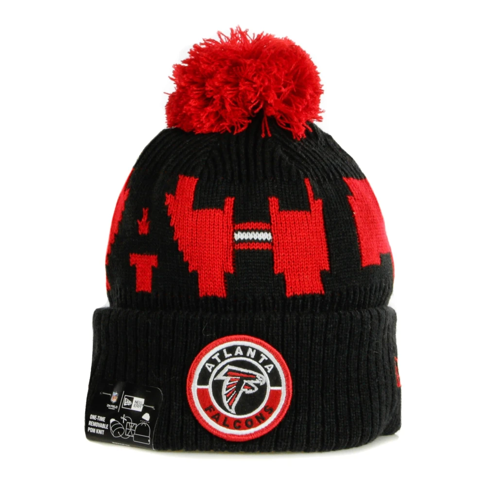 New Era Men's Black Nfl Pom Pom Hat In Team Colors - Accessories - One Size - Accessories