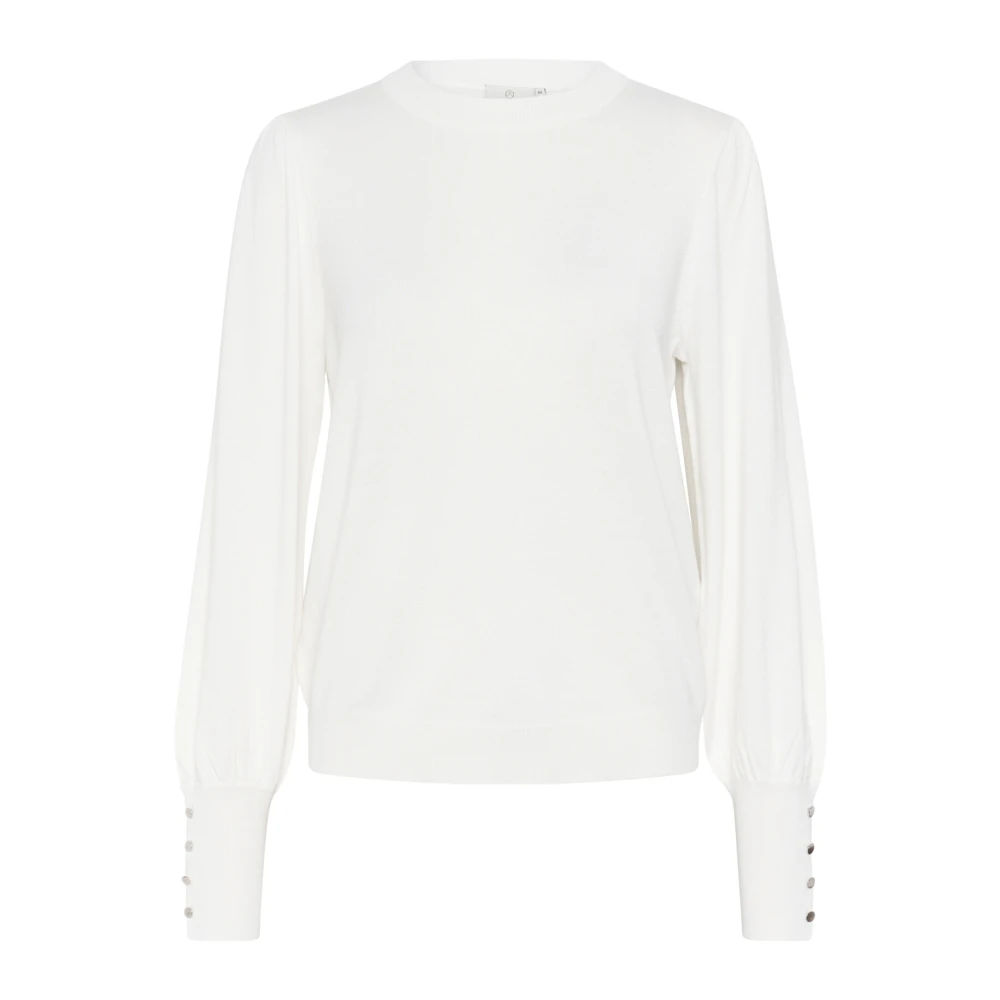 Kaffe Women's White Round-Neck Knitwear, 2XL, Round Neck Knit Pullover Jumper