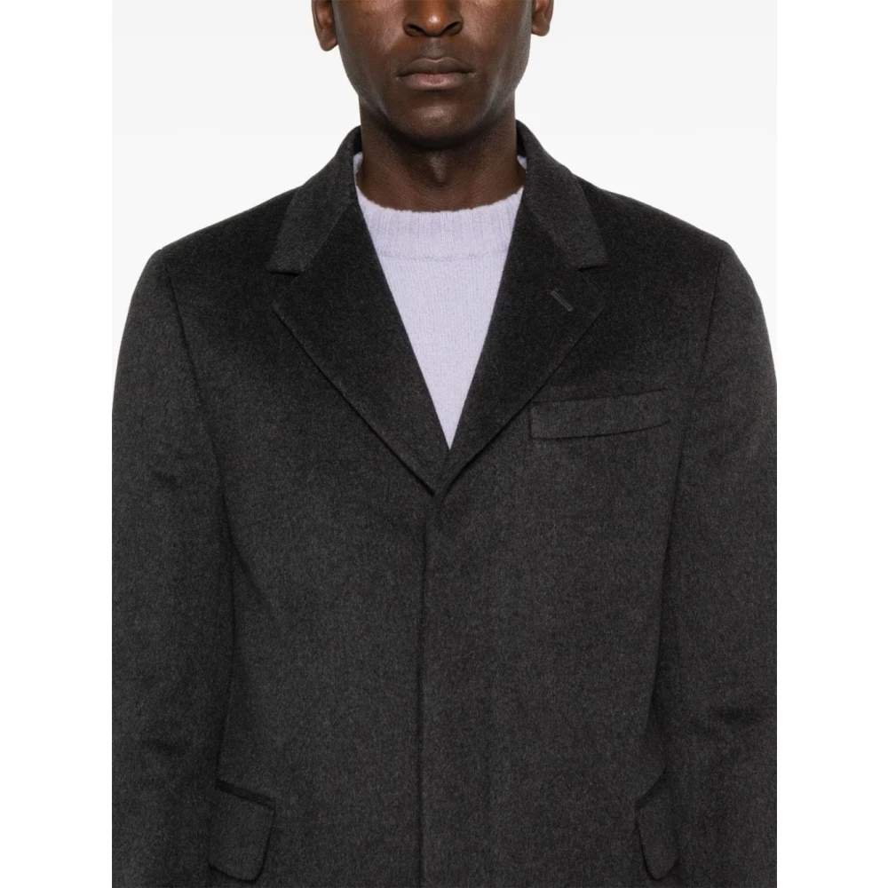 PS By Paul Smith Grijze Wollen Blend Geëmbosseerde Jas Gray Heren