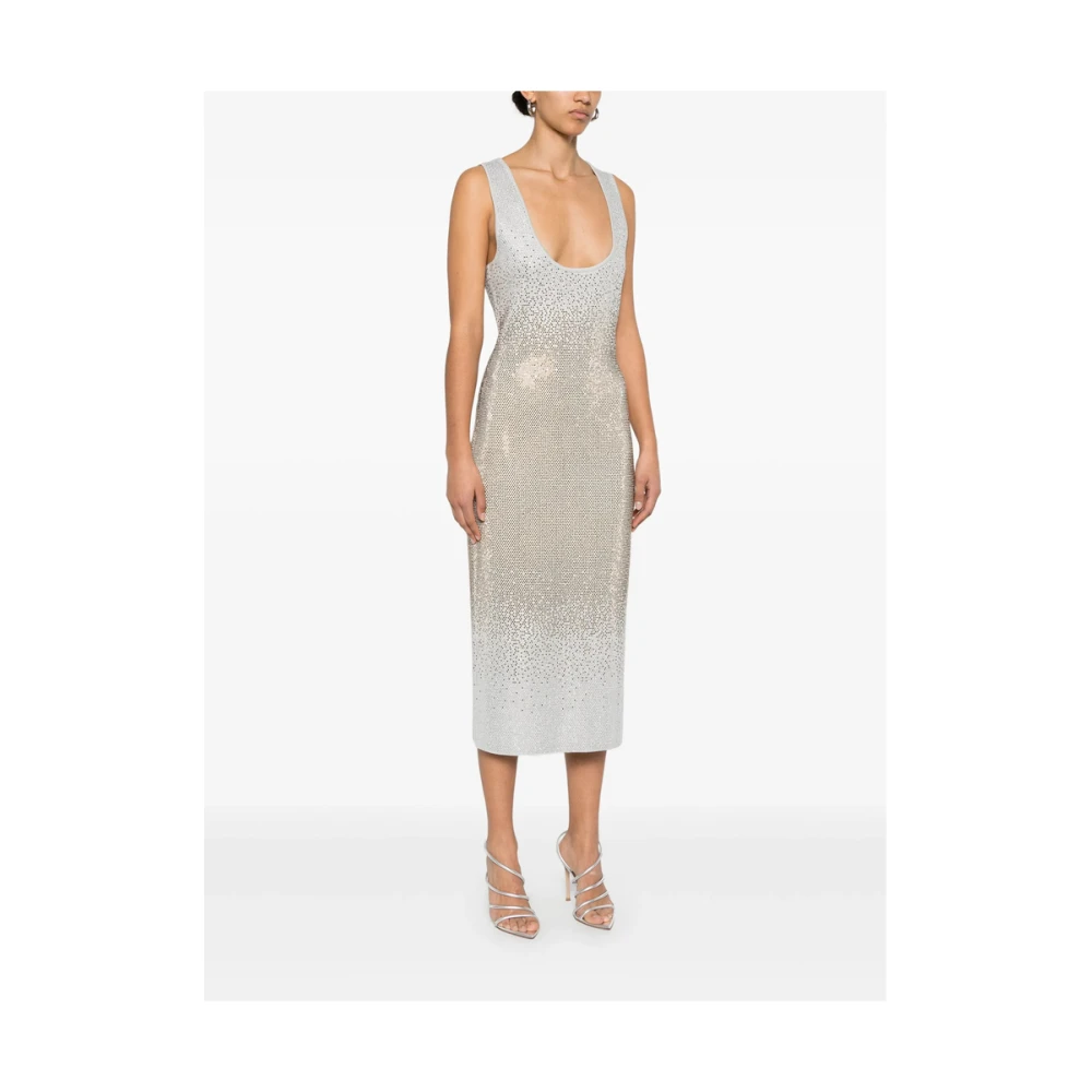 Retrofête Grijze Jurk met Kristalversiering en Mouwloos Multicolor Dames
