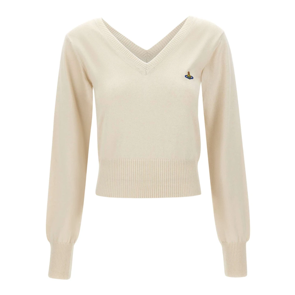 Vivienne Westwood , V-Neck Knitwear, Female, White, M, Beatrice Jumper
