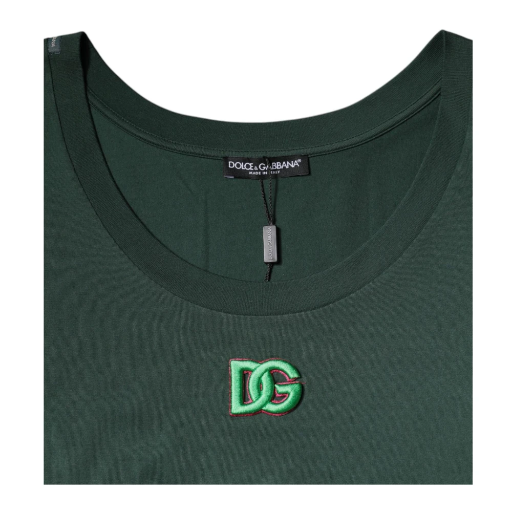 Dolce & Gabbana Groene Logo Geborduurde Tanktop Green Heren