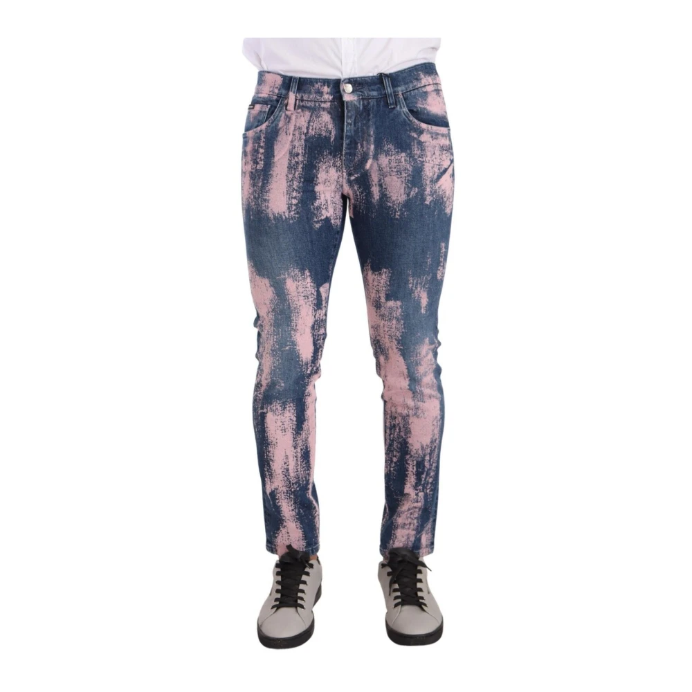Dolce & Gabbana Men's Elegant Skinny Slim Fit Denim Jeans In Tie Dye
