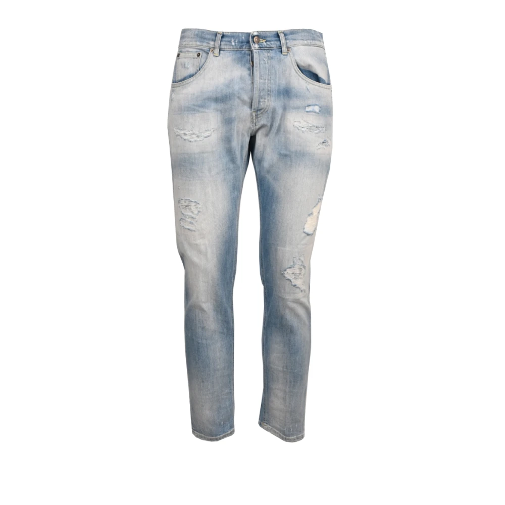 Dondup Lichtblauwe Distressed Katoenen Jeans Blue Heren