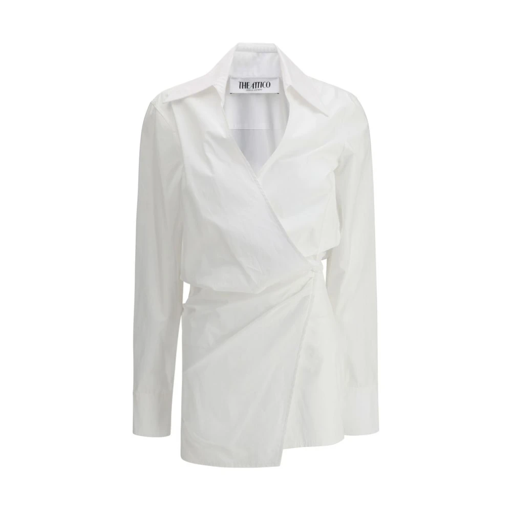 The Attico Wikkeldress met V-Hals White Dames