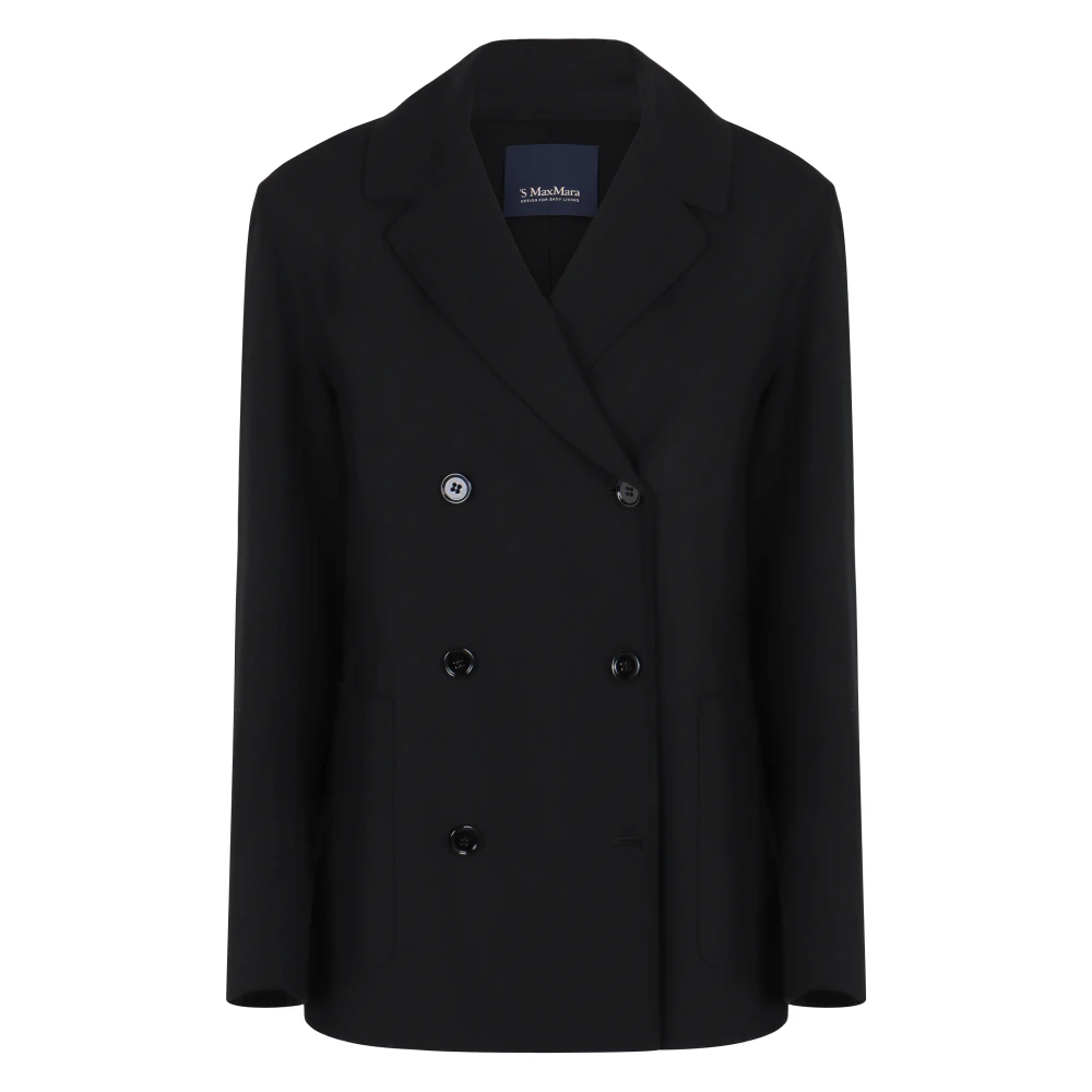 Max Mara Women's Black Double-Breasted Wool Jacket