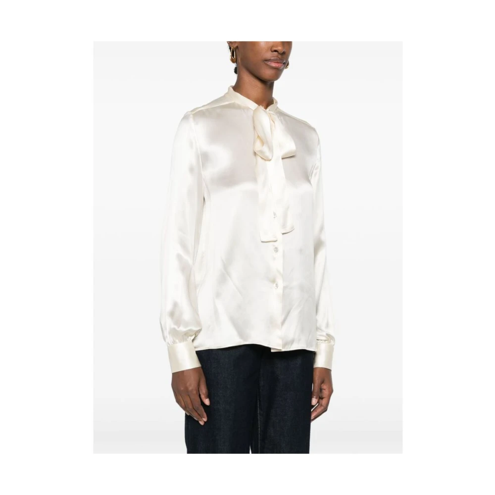Tom Ford Off-White Zijden Pofmouw Overhemd Beige Dames