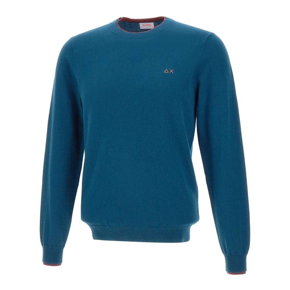 Sun68 Men's Blue Round-Neck Knitwear, 2XL, Crew-Neck Jumper