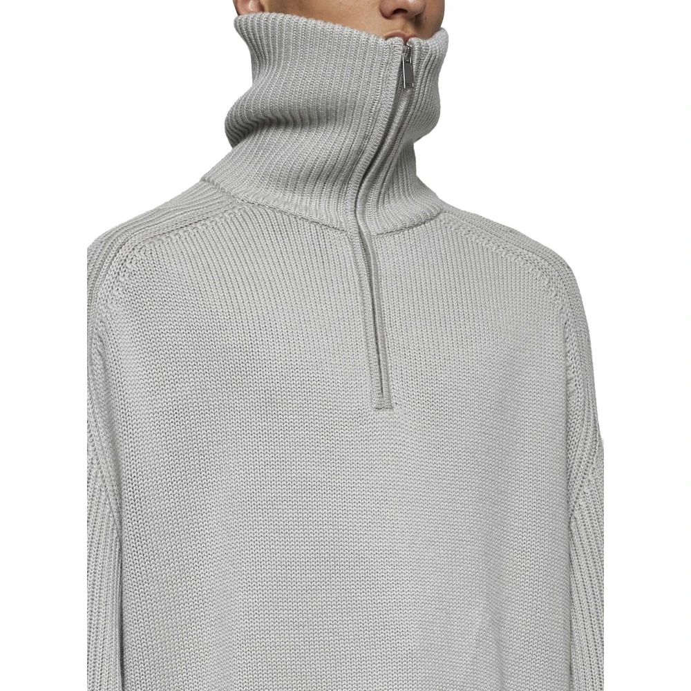 Studio Nicholson Merino Wol Coltrui Trui Gray Heren