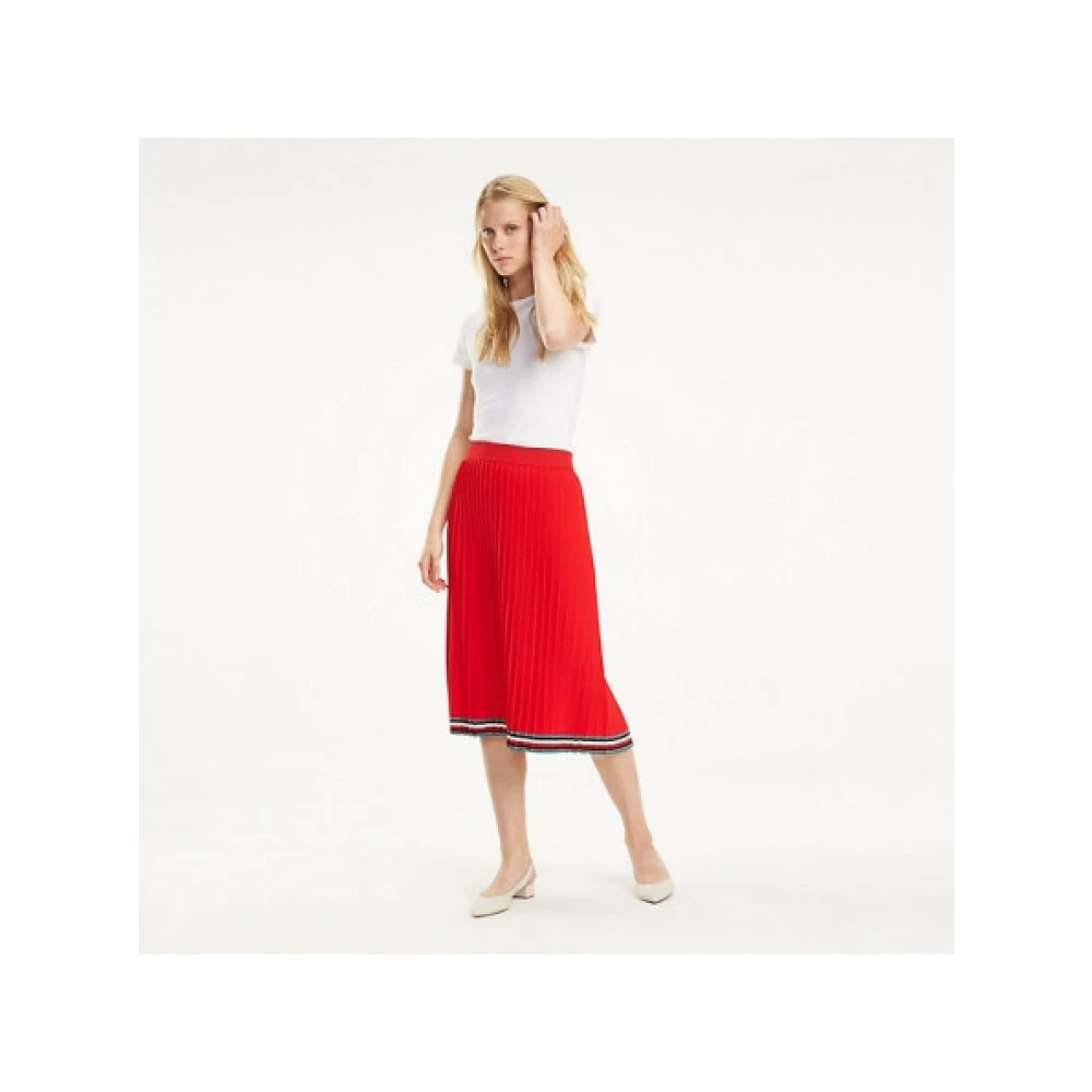Tommy Hilfiger Casual Geplooide Midi Rok Red Dames