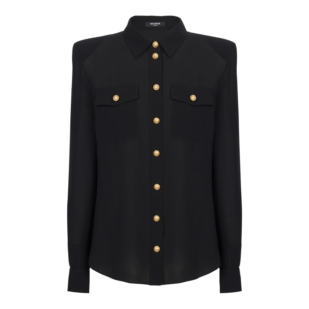 Balmain Crepe de chine overhemd Black Dames