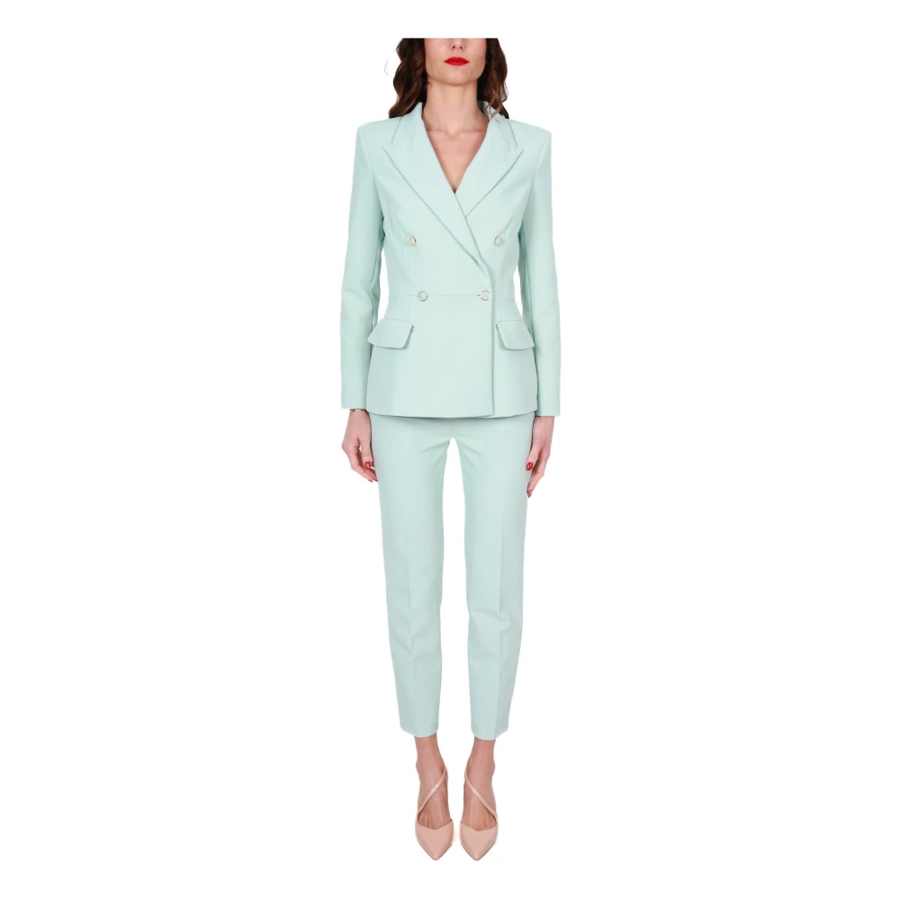 Elisabetta Franchi Groene Double-Breasted Blazer in Crêpe Green Dames
