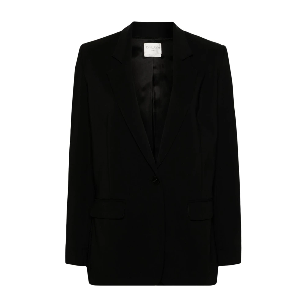 Forte Zwarte getailleerde jas met reverskraag Black Dames