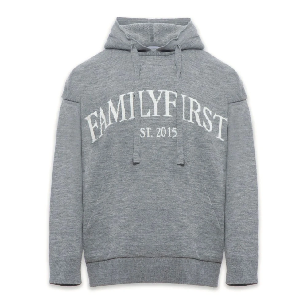 Family First Grijze Gebreide Hoodie Trui Gray Heren