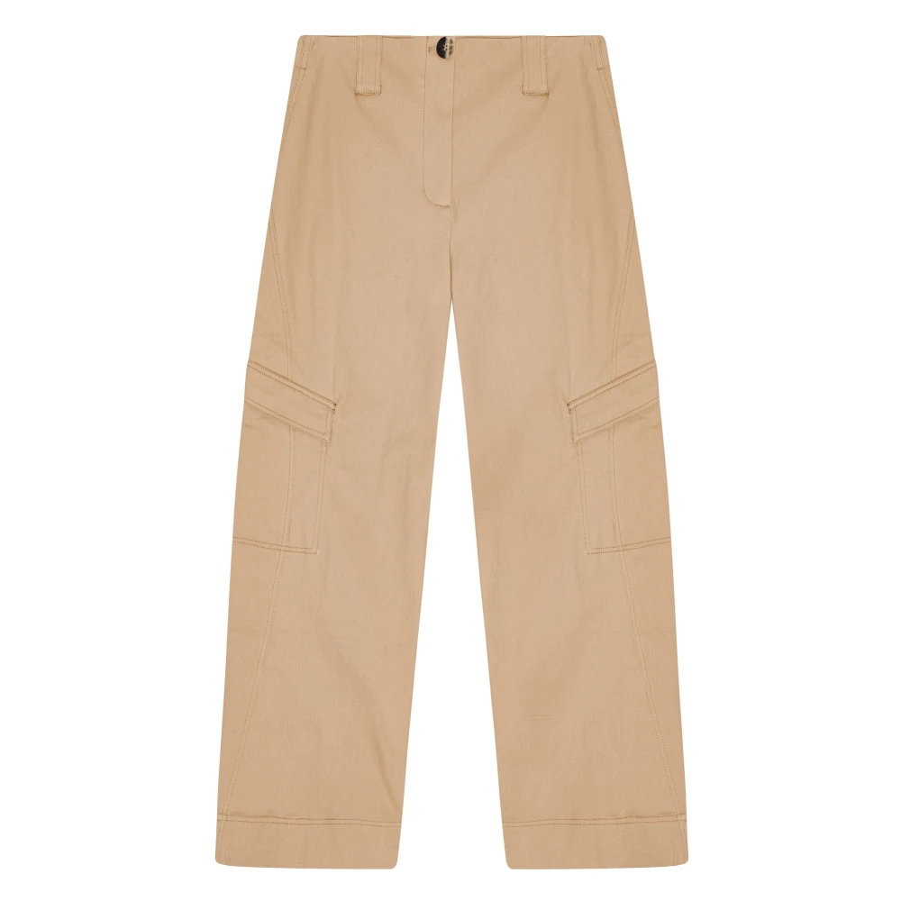 Ganni Cargo Zak Beige Broek Beige Dames